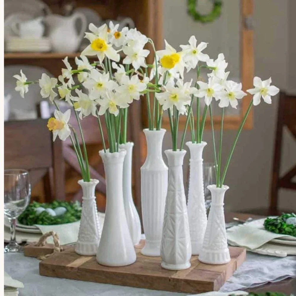 Vintage White Milk Glass Bud Vase